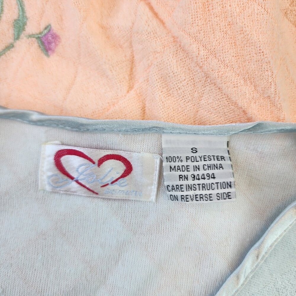 VTG House Coat S Pastel Blue Pink Floral 2pc Snap Button Grandmacore Cottagecore - Picture 5 of 12